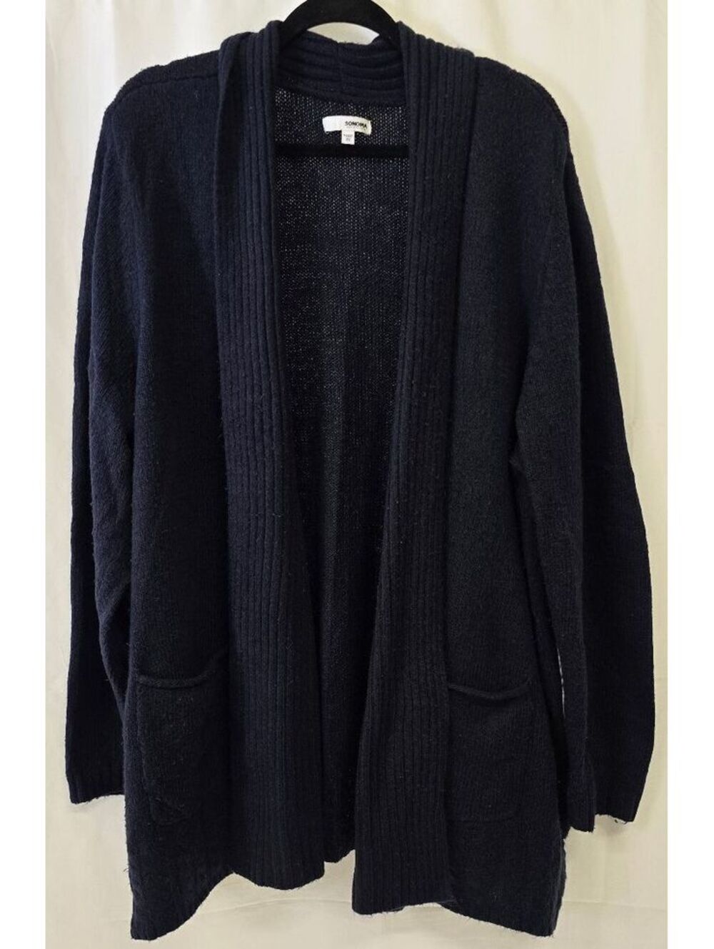 Sonoma Goods For Life 2X Navy Open Front Cardigan Sweater Plus Size Pockets
